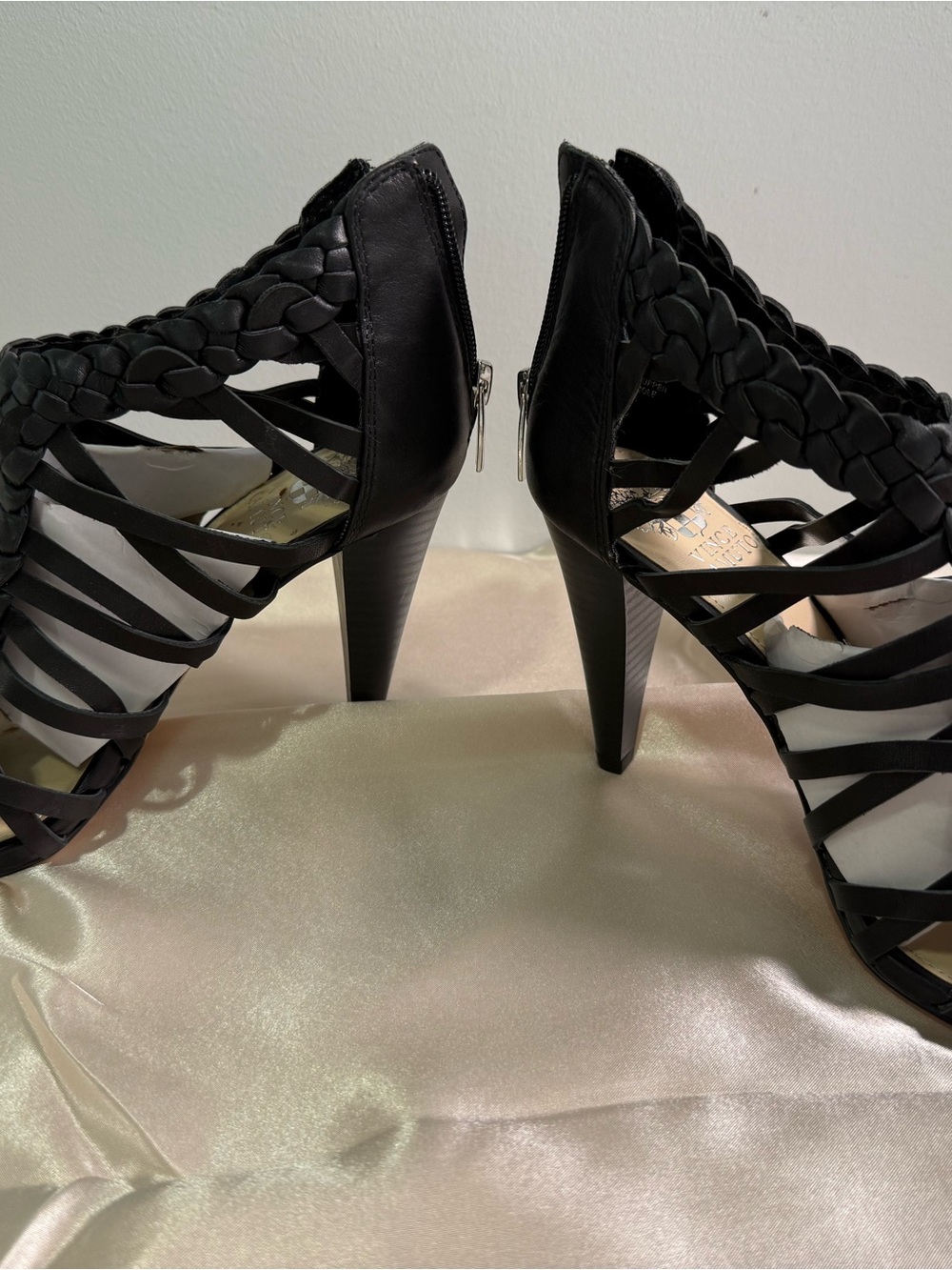 Vince Camuto Alaizah Braided Caged Women Heel Sandal Black Size 7.5 M